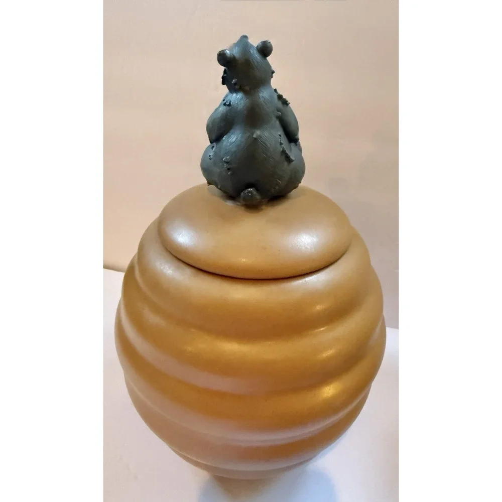 Honour Black Bear Honey Beehive 3 Piece Canister Set Ceramic Tan Brown Kitchen